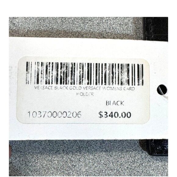 NWT Versace Greca Goddess Greek Key Logo Black Leather Card Holder Wallet $350 - Picture 4 of 7